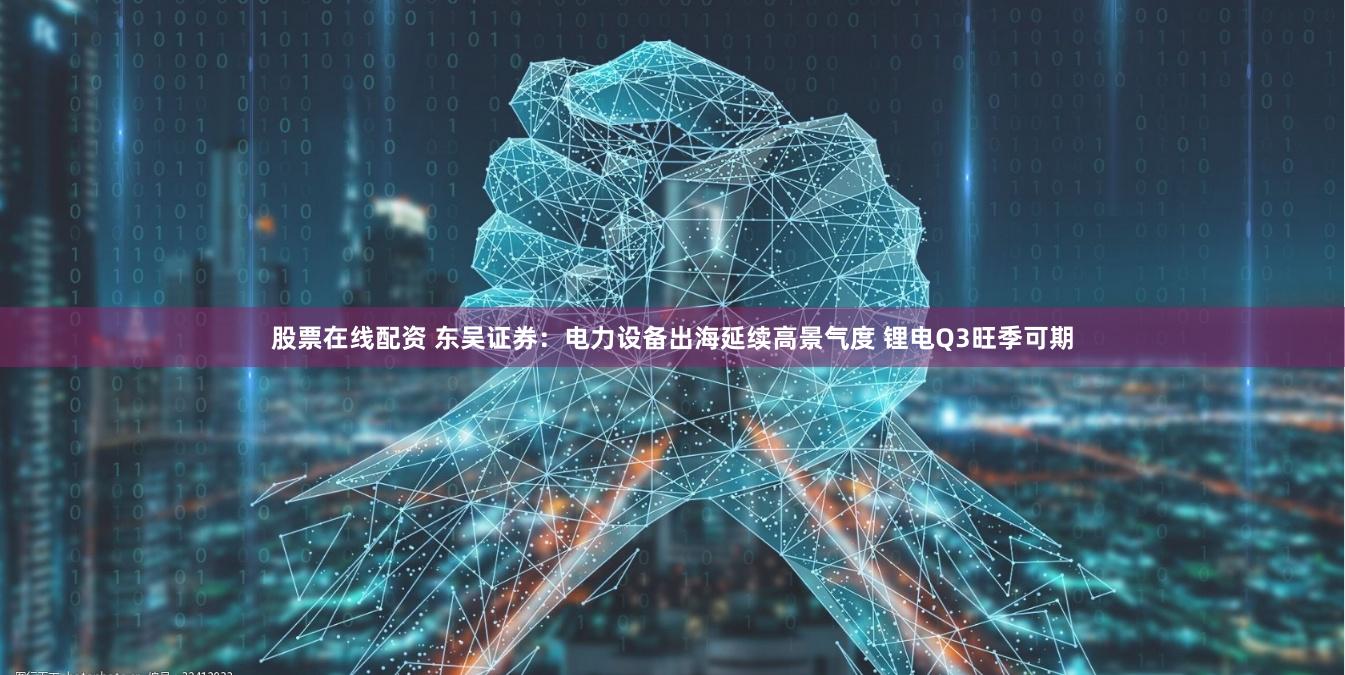 股票在线配资 东吴证券：电力设备出海延续高景气度 锂电Q3旺季可期