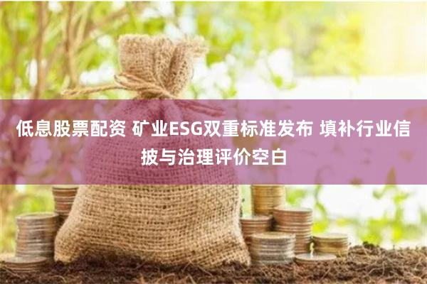 低息股票配资 矿业ESG双重标准发布 填补行业信披与治理评价空白